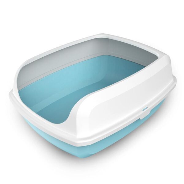 Aplusliving-Large High Side Portable Open Cat Toilet Litter Box Tray House With Scoop Blue