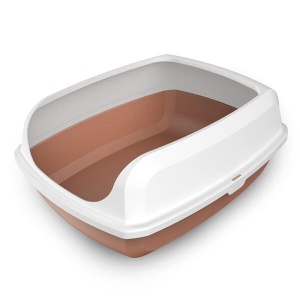 Aplusliving-Large High Side Portable Open Cat Toilet Litter Box Tray With Scoop Brown 2 Pack