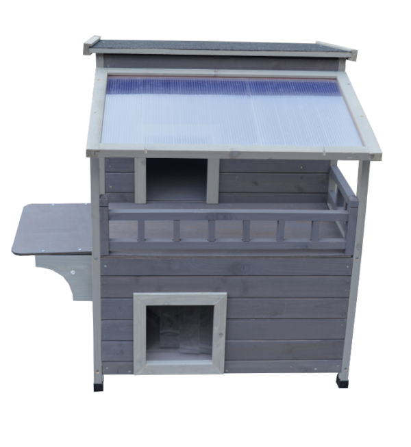 Aplusliving-2 Story Outdoor Cat Shelter Condo Escape Door Rainproof Kitty House 88x92x83 cm