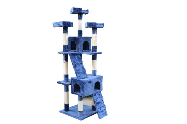 Aplusliving-Cat Scratching Post Tree House Tower with Ladder Furniture Blue 170cm