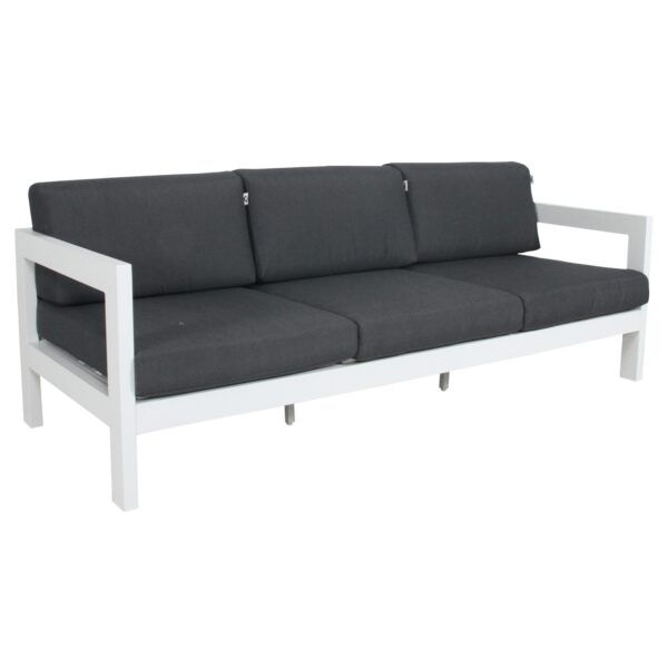 Aplusliving-3 Seater Outdoor Sofa Lounge Aluminium Frame White Weatherproof Cushions