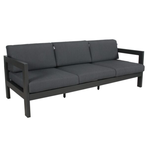 Aplusliving-3 Seater Outdoor Sofa Lounge Aluminium Frame Charcoal Weatherproof Cushions