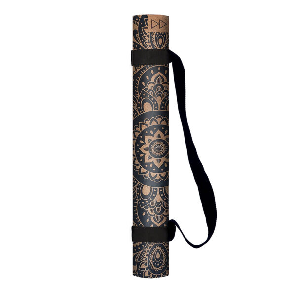 Aplusliving-Natural Cork Yoga Mat 1.5mm Thick Mandala Black Non-Slip Eco-Friendly for Hot Yo