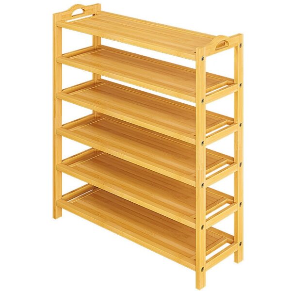 Aplusliving-Natural Bamboo Shoe Rack with Six Layers Adjustable Height Entryway Storage Home