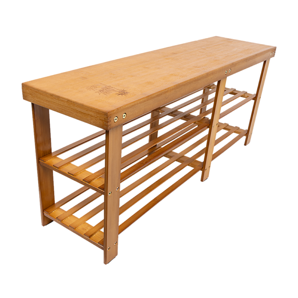 Aplusliving-Eco Friendly Bamboo Shoe Rack Bench Wooden Storage Organiser Entryway Holder Sto