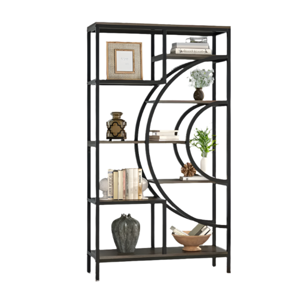 Aplusliving-Industrial Bookcase Gray 71 Inch 8 Tier Storage Elegant Design