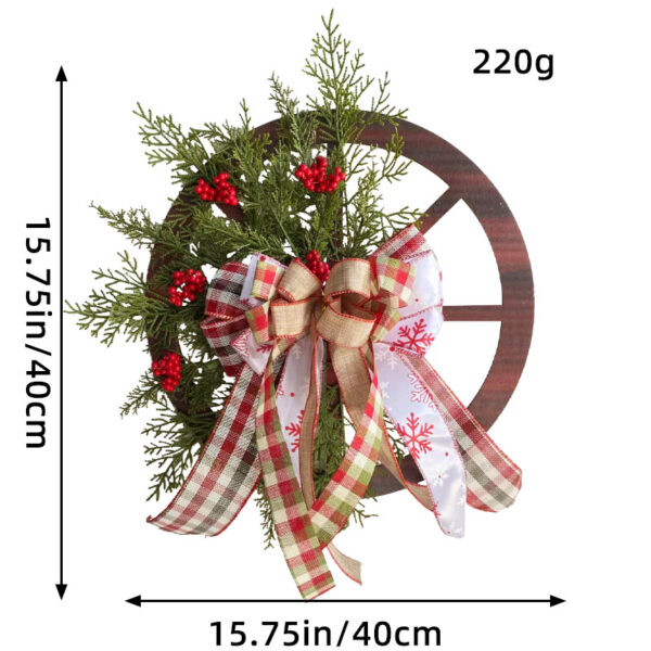 Aplusliving-Wooden Wagon Wheel Wreath 40CM Seasonal Flowers Home Decor Gift