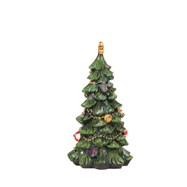 Aplusliving-Resin Christmas Tree Figurine Green 17cm Holiday Decor Tabletop Centerpiece