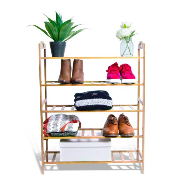 Aplusliving-Bamboo Shoe Rack Natural 65x25x90cm Organize Durable Easy Assembly Neat