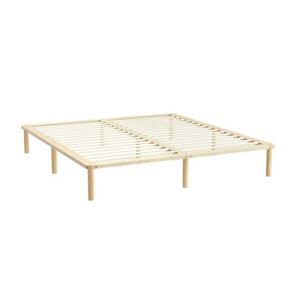 Aplusliving-King Size Wooden Bed Frame Solid Pine Timber Platform Mattress Base Minimalist D