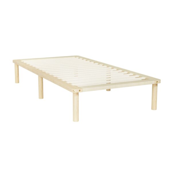 Aplusliving-King Single Size Bed Frame Solid Pine Wood Construction with Stable Legs and Sla