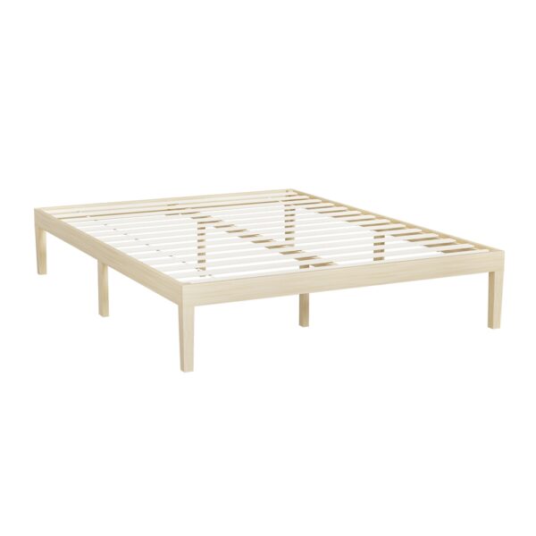 Aplusliving-Double Size Wooden Bed Frame Mattress Platform Solid Pine Minimalist Design Easy