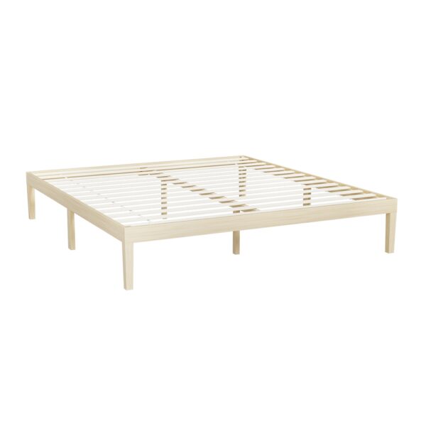 Aplusliving-King Size Wooden Bed Frame Solid Pine Platform Mattress Base Easy Assembly