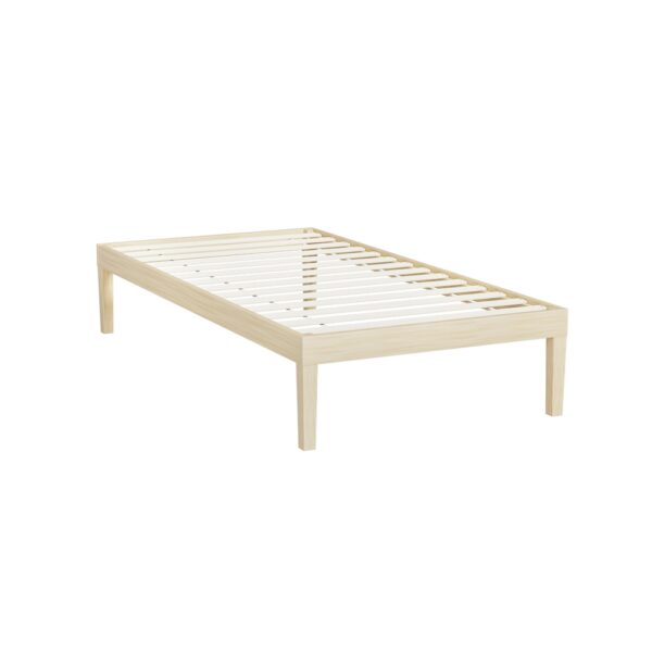 Aplusliving-Single Size Wooden Bed Frame Solid Pine Mattress Platform Minimalist Design Easy