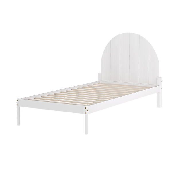 Aplusliving-Single Bed Frame White Pinewood Sturdy Slats Easy Assembly Non-toxic