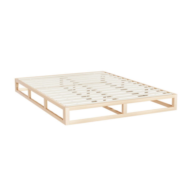 Aplusliving-Queen Size Wooden Bed Frame with Sturdy Pine Base and Under bed Storage Easy Ass