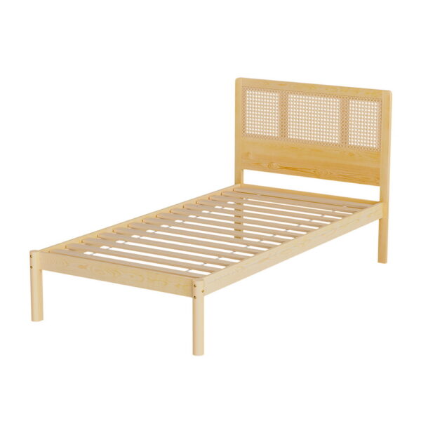 Aplusliving-Rita Bed Frame Single Size Rattan Wooden Pine Modern Design Easy Assembly Durabl