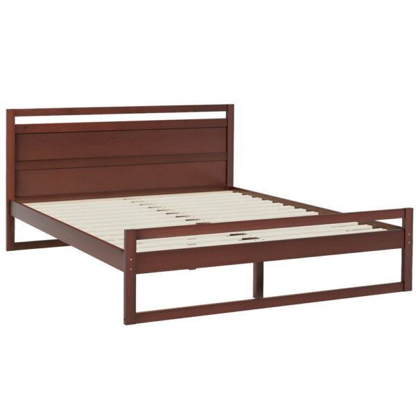 Aplusliving-Witton Bed Frame Double Size Wooden Walnut Pinewood Modern Design Easy Assembly