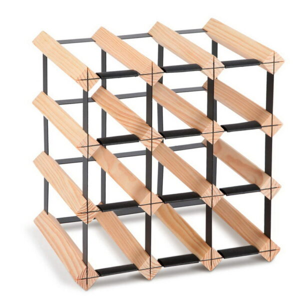 Aplusliving-Timber Wine Rack Holds Twelve Bottles Solid Pine Wood Heavy Duty Steel Frame