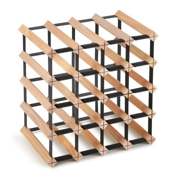 Aplusliving-Timber Wine Rack Holds 20 Bottles Solid Pine Wood Heavy Duty Steel Frame Space S