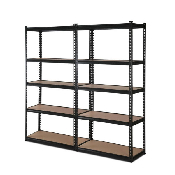 Aplusliving-Black Steel Warehouse Shelving Racking Garage Storage Rack Adjustable Heavy Duty