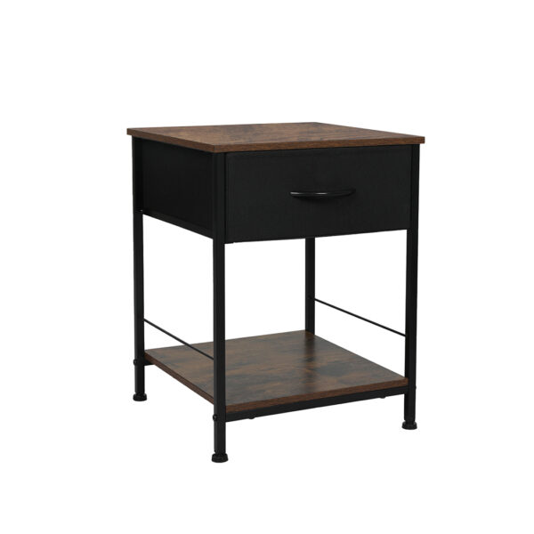 Aplusliving-Stylish Black and Brown Side Table with MDF Top and Steel Frame for Bedroom or L