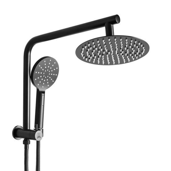 Aplusliving-Luxurious Matt Black Rainfall Shower System with Handheld Head and Adjustable Sw