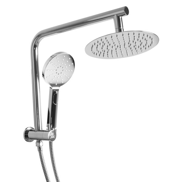 Aplusliving-Luxurious Silver Rainfall Shower System with Handheld Head and Adjustable Swivel