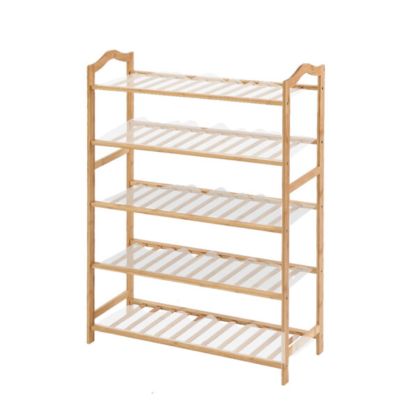 Aplusliving-Natural Bamboo Shoe Rack Storage Organizer with PVC Mats for Home Hallway Bedroo