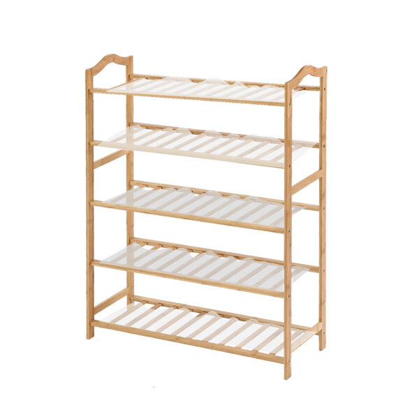 Aplusliving-Natural Bamboo Shoe Rack Storage Organizer with PVC Mats for Home Hallway Bedroo