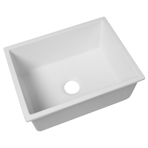 Aplusliving-Granite Composite Kitchen Sink White Heat Resistant Non-Porous Surface 45L Capac