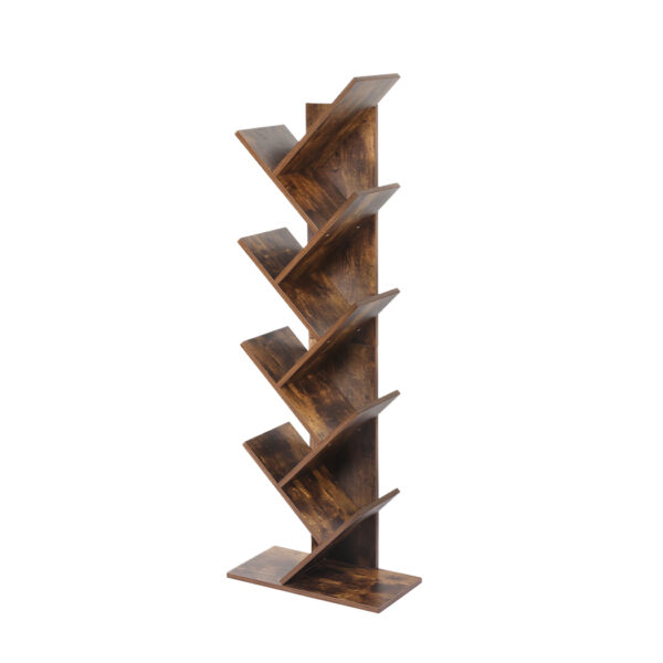 Aplusliving-Elegant Brown Tree Bookshelf 8 Tiers Storage for Bedroom Living Room Study Easy