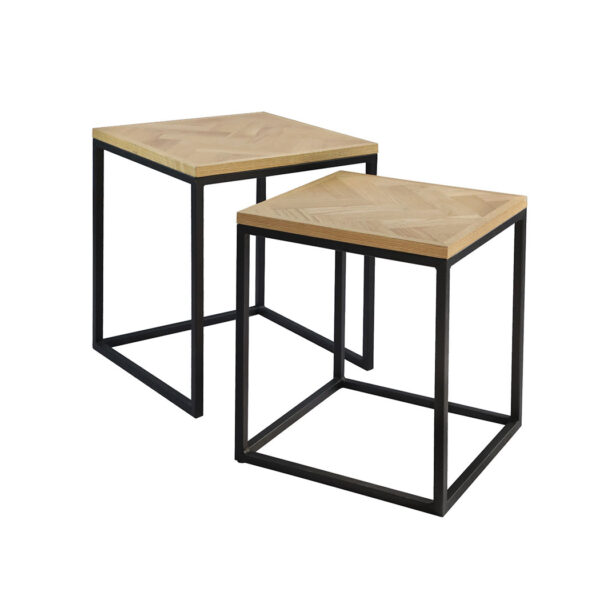 Aplusliving-Nesting side tables natural black 2 in 1 space saving versatile design