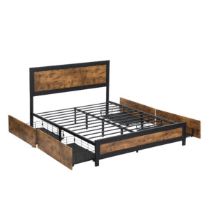 Aplusliving-Metal Bed Frame Queen Mattress
