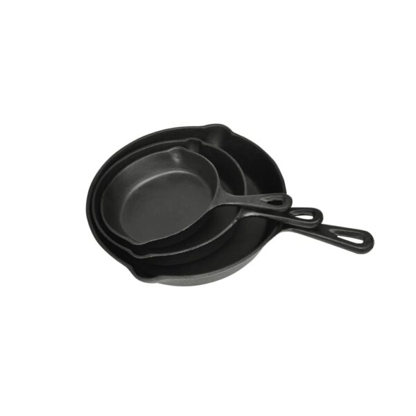 Aplusliving-Set of 3 BBQ Steak Pans Cast Iron