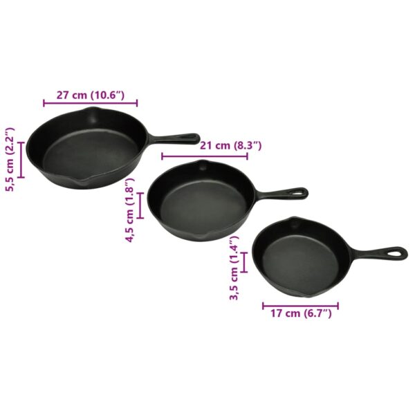 Aplusliving-Set of 3 BBQ Steak Pans Cast Iron
