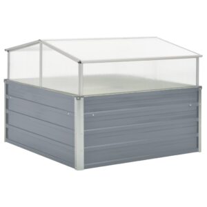 Aplusliving-Greenhouse 100x100x85 cm Galvanised Steel Grey