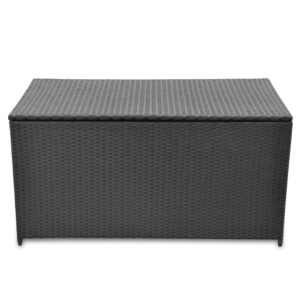 Aplusliving-Garden Storage Box Black 120x50x60 cm Poly Rattan