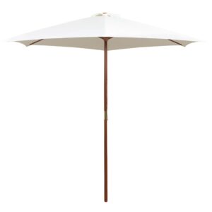 Aplusliving-Garden Parasol 270x270 cm Wooden Pole Cream White