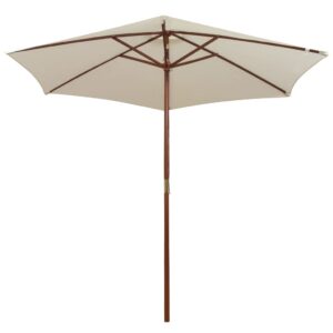 Aplusliving-Garden Parasol 270x270 cm Wooden Pole Cream White