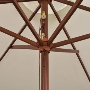 Aplusliving-Garden Parasol 270x270 cm Wooden Pole Cream White