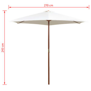 Aplusliving-Garden Parasol 270x270 cm Wooden Pole Cream White