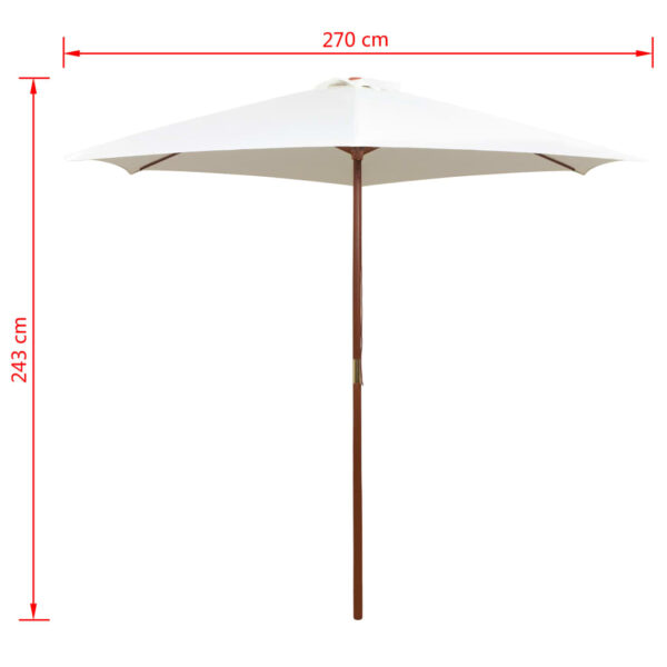 Aplusliving-Garden Parasol 270x270 cm Wooden Pole Cream White