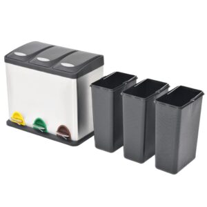 Aplusliving-Recycling Pedal Bin Garbage Trash Bin Stainless Steel 24 L