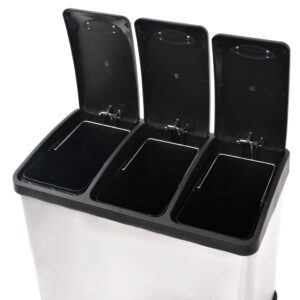 Aplusliving-Recycling Pedal Bin Garbage Trash Bin Stainless Steel 24 L