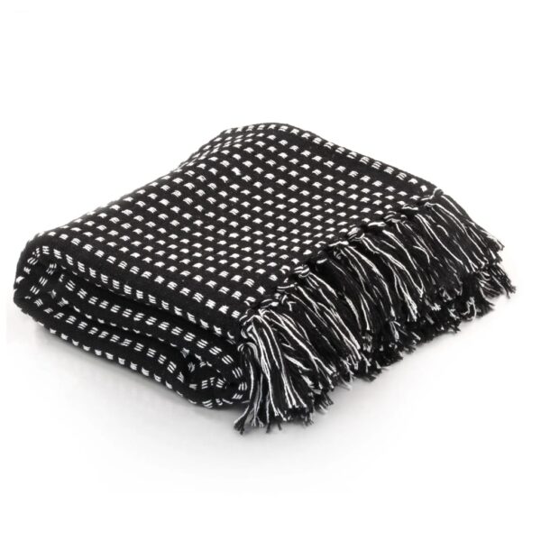 Aplusliving-Throw Cotton Squares 220x250 cm Black