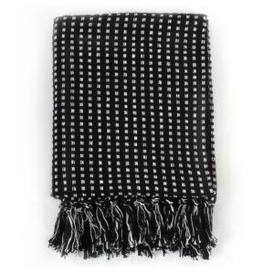 Aplusliving-Throw Cotton Squares 220x250 cm Black