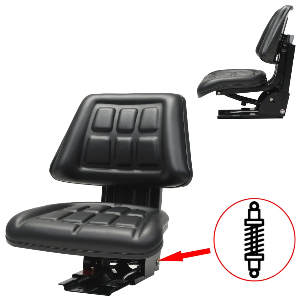 Aplusliving-Tractor Seat with Suspension Black