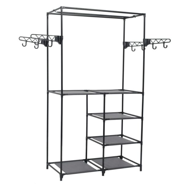 Aplusliving-Clothes Rack Steel and Non-woven Fabric 87x44x158 cm Black