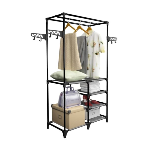 Aplusliving-Clothes Rack Steel and Non-woven Fabric 87x44x158 cm Black